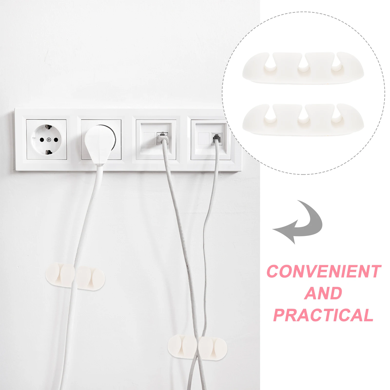 

10pcs Cable Holder TPR Wire Organizer Desktop Cord Clips White 3-Hole Durable Lightweight Space-Saving Easy-To-Use