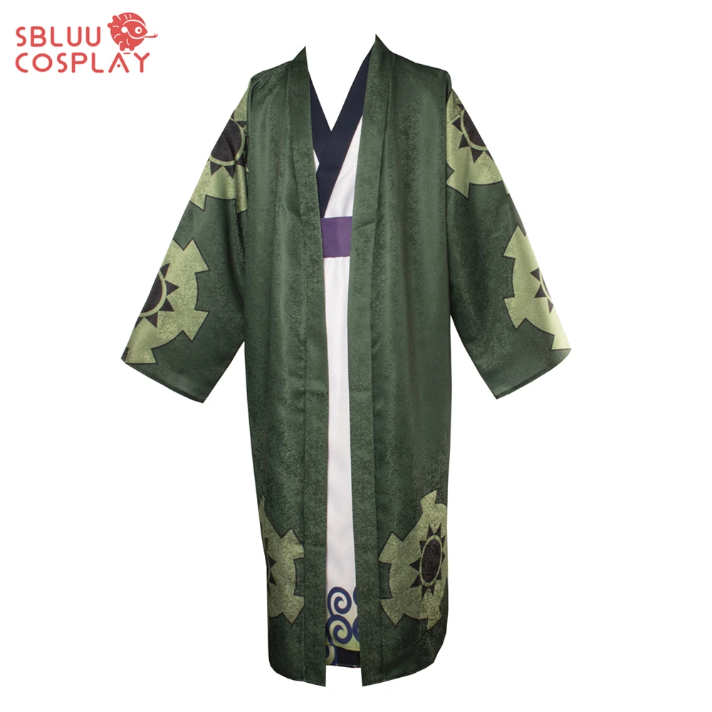 Sbluucosplay anime wano land roronoa zoro cosplay kostüm grünes kimono outfit hohe qualität