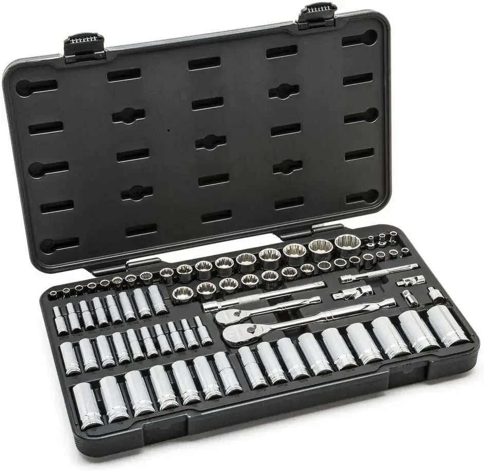 

76 Pc. 1/4" & 3/8" Drive 12 Pt. Standard & Deep Mechanics Tool Set, SAE/Metric - 80948