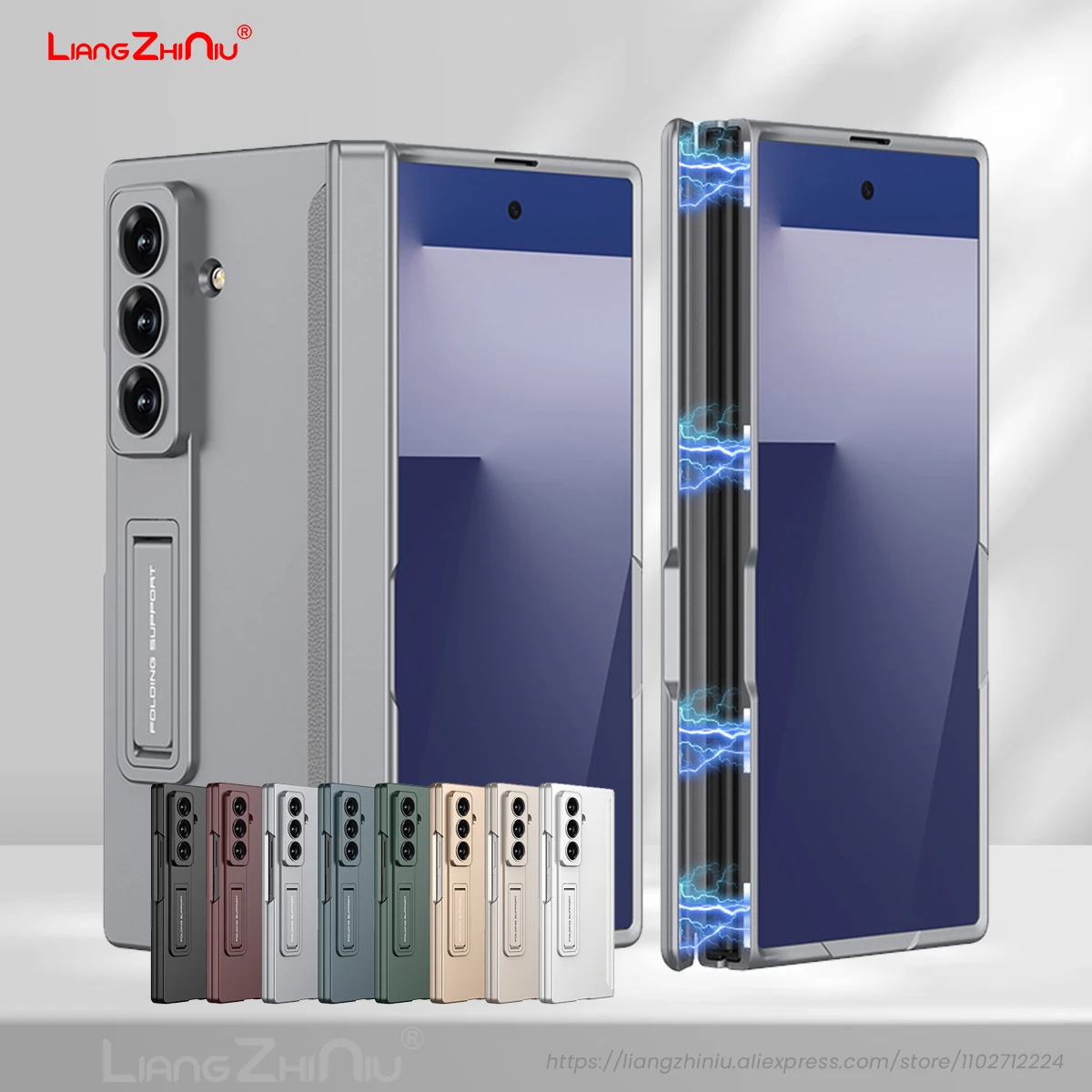 

For Samsung Galaxy Z Fold 7 Case Magnetic Hinge Protective Folding Stand Slim Frosted Precision Hole Pc Shockproof Hard Cover
