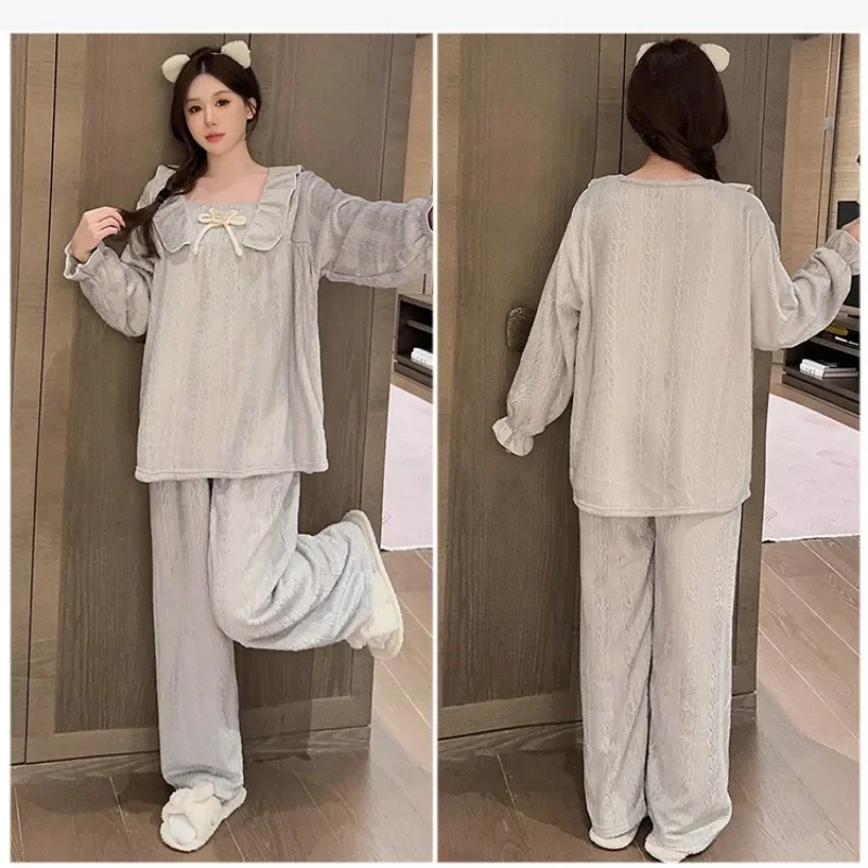 Pyjama d'hiver en glouton pour femme, grande taille, doux, épaissi, chaud, agrandi, maison, imbibé, peut être porté à l'extérieur, doux, confortable, vêtements de nuit