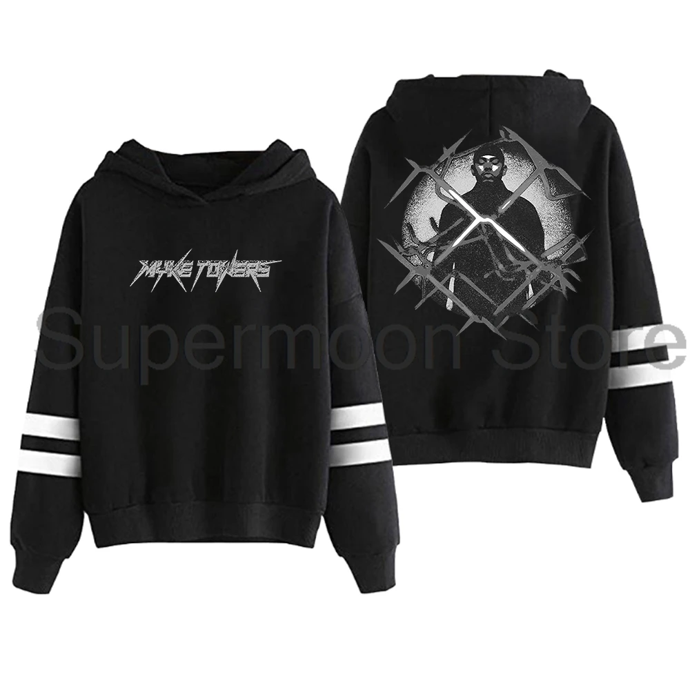 Myke Towers Barbed Wire Hoodie 2024 Tour Pocketless Parallel Bars Sleeve Streetwear Women Men Sweatshirt Hip Hop Clothes