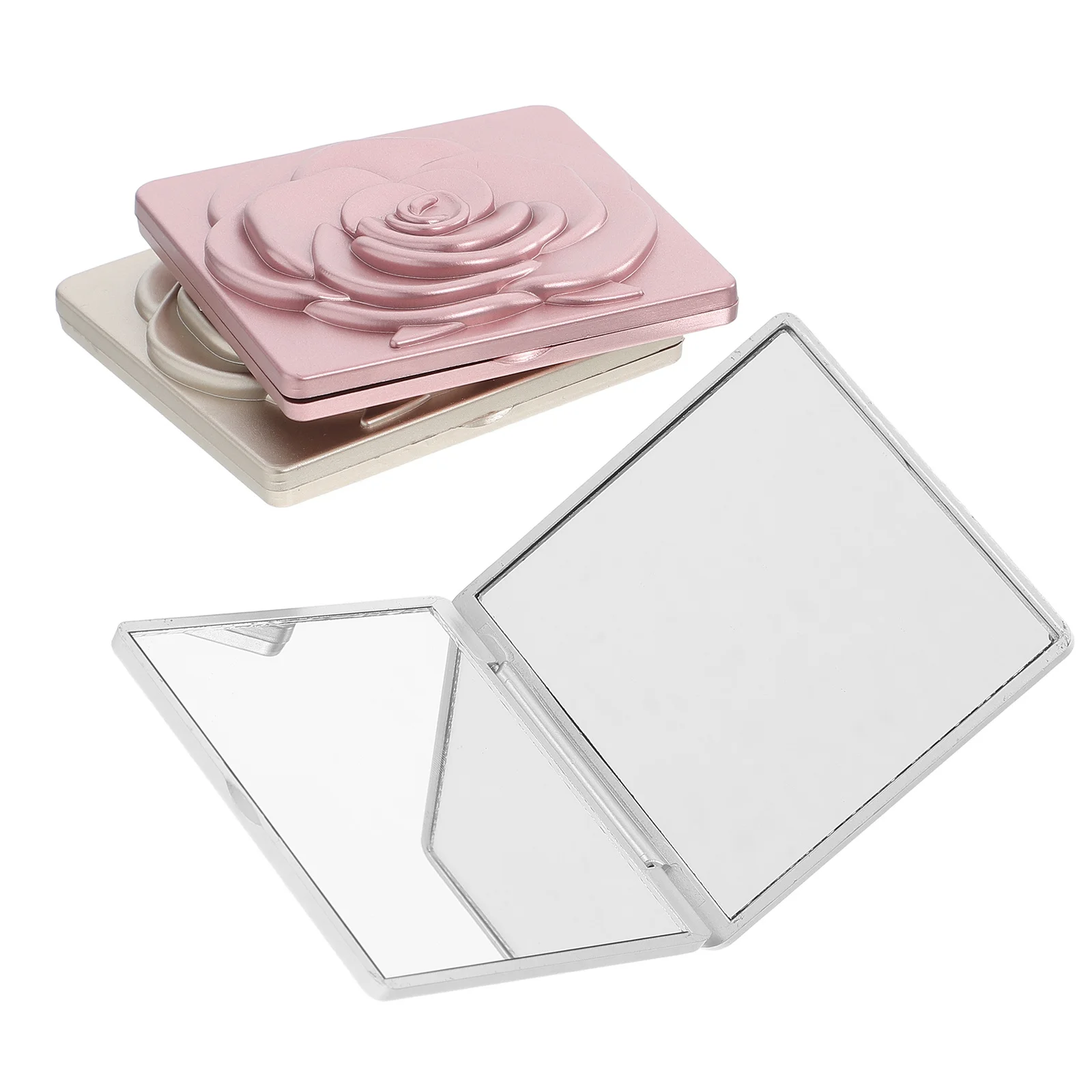 

3Pcs Compact Folding Travel Mirror Floral Pattern Portable Makeup Pocket Mirror Rose Design for Women Bridal Shower Favors