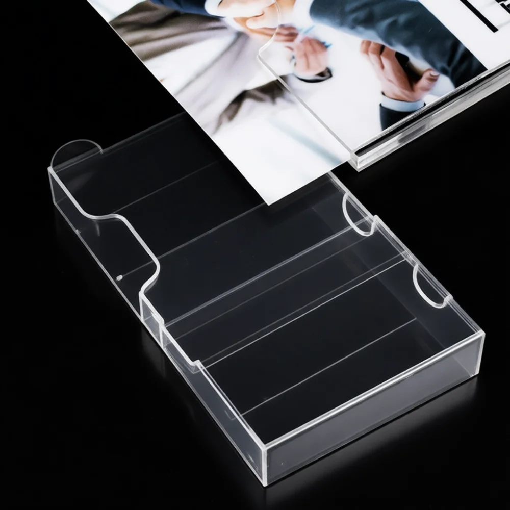 Transparent Acrylic Frame For Desk Sign Holder Double Slot Menu Display A4 Document Pocket Tabletop Photo Storage