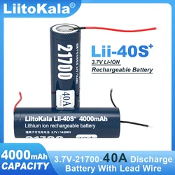 LiitoKala 21700 4000mAh Lii-40S 40A Discharge power battery 3.7v li-ion battery with DIY Lead Wire electric bicycle battery