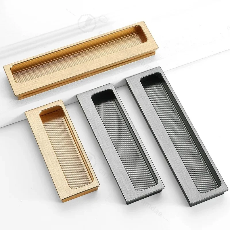 Modern Concealed Drawer Handle Aluminum Alloy Embedded Sliding Door Slotted Buckle Handle Space Saving Design for Cabinet