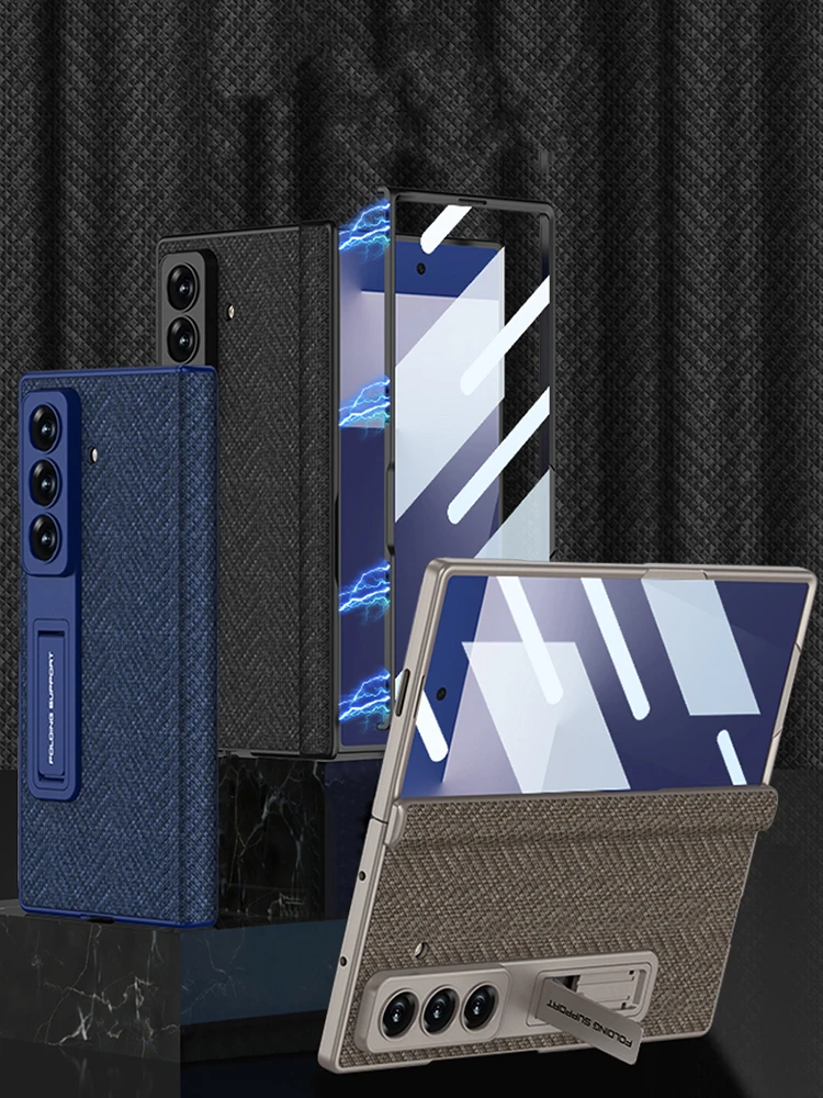 

Подходит для Samsung Galaxy Z Fold 7 Z Fold6 Z Fold 5 Z Fold4 Z Fold3 Защитный чехол с полным покрытием и защитой от падения со встроенной складной подставкой, стильная модель унисекс