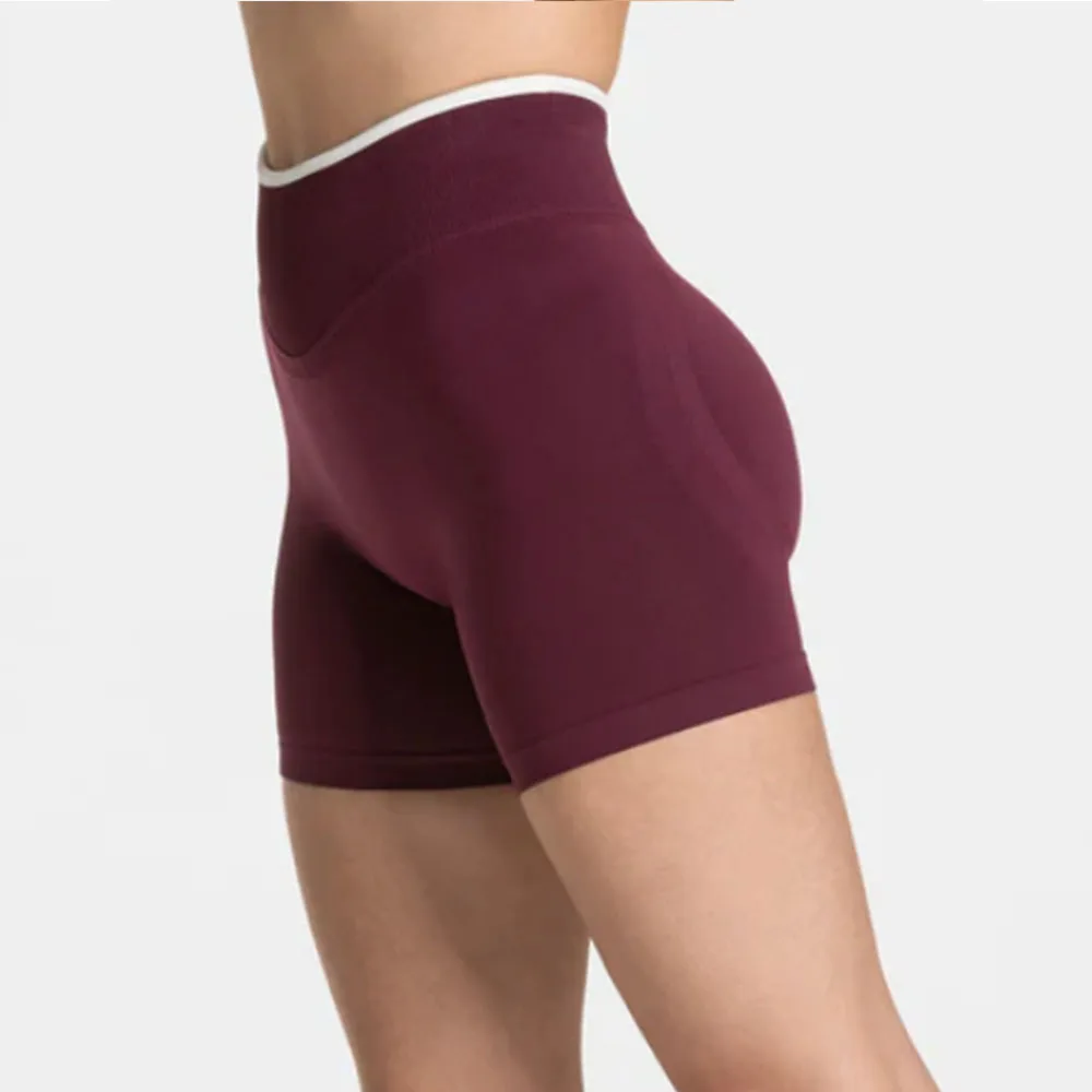 Pantalones cortos deportivos para montar, pantalones triples de Yoga con contraste de cadera melocotón ajustados, pantalones de Yoga ajustados de cintura baja para mujer