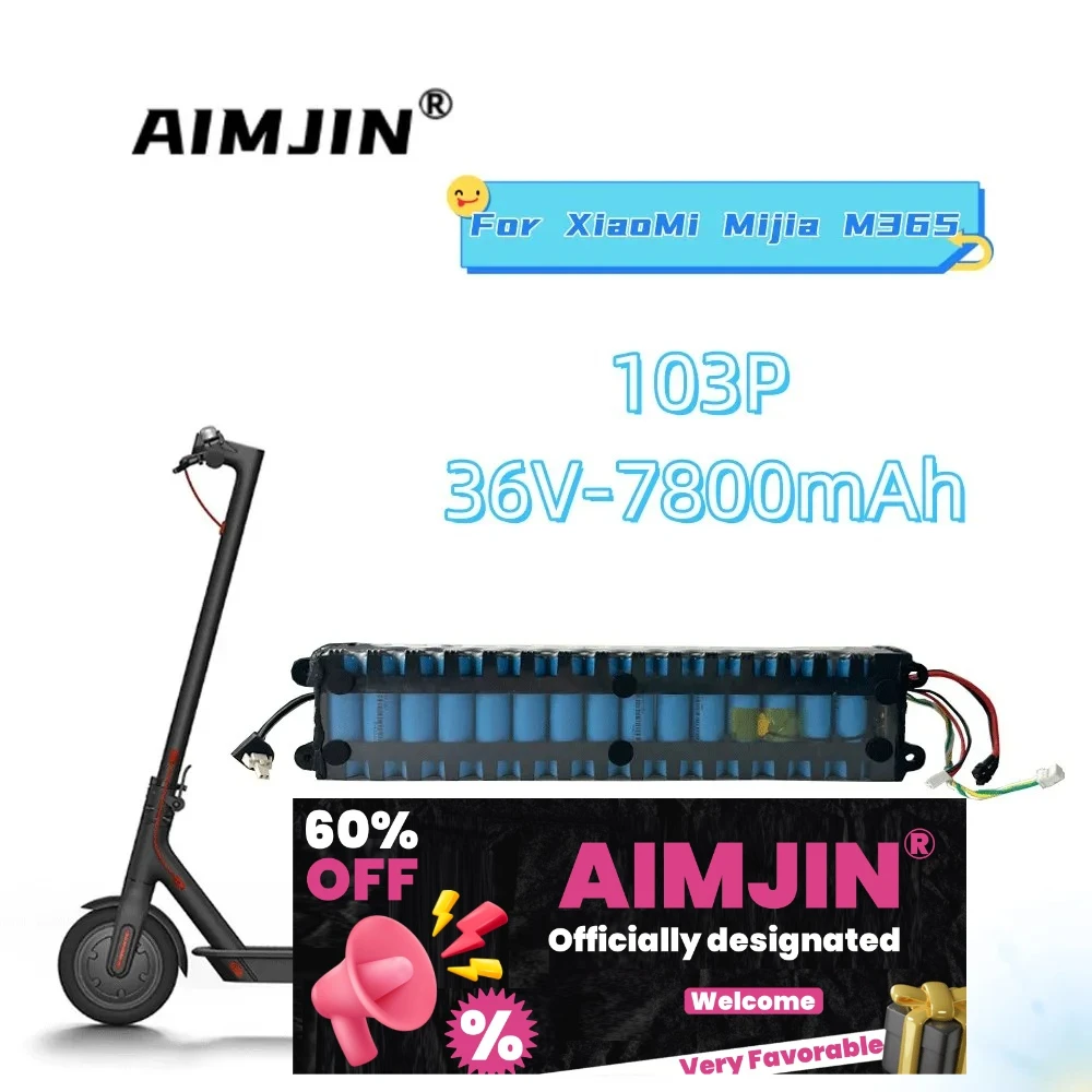 

Best Seller 36v m365 battery for original xiaomi M365 Special battery pack MiJia 10S3P 7800mah 18650 bluetooth li-ion battery