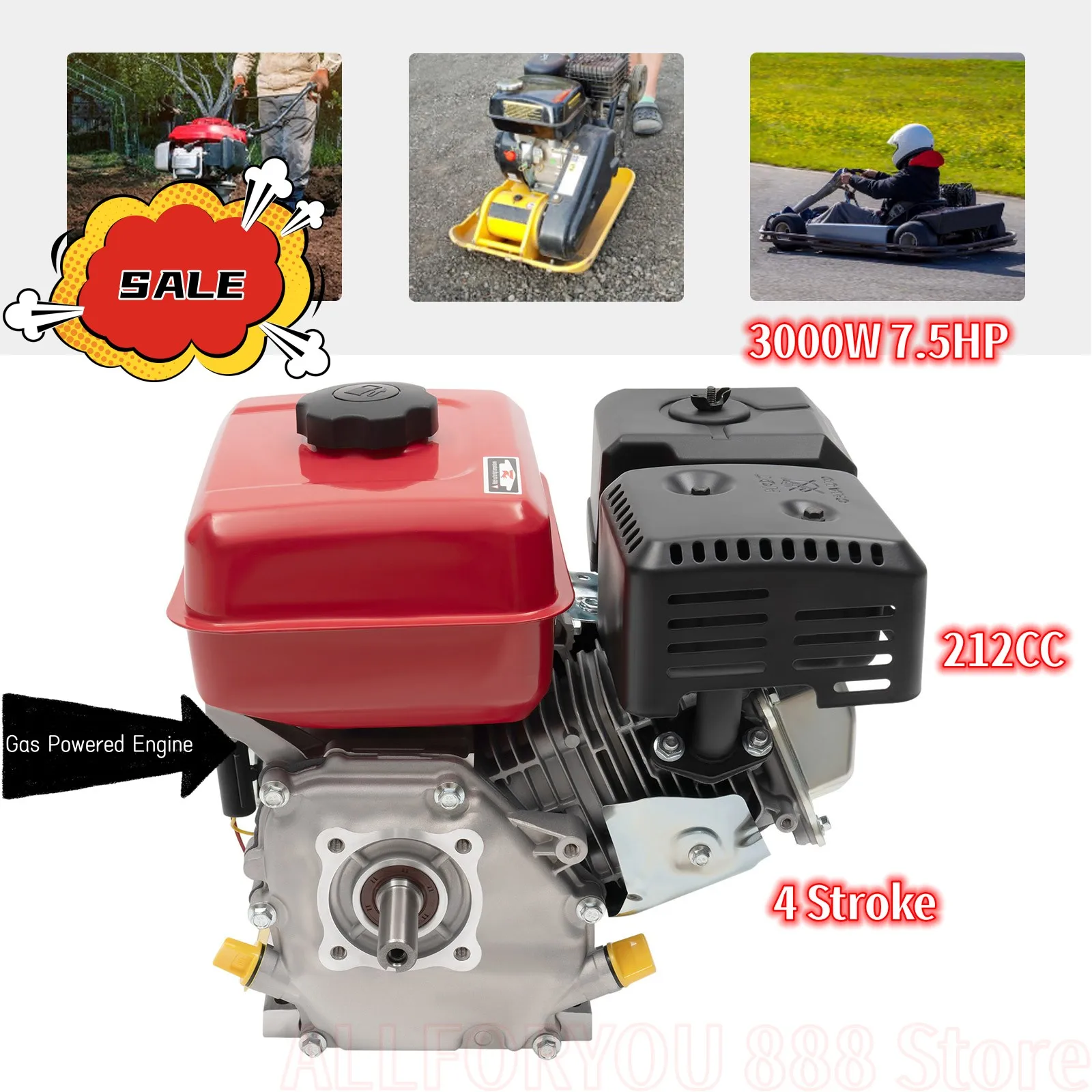 4-Stroke 7.5 HP Gas Engine 3000W  Gas-Powered Portable Engine For Home Use