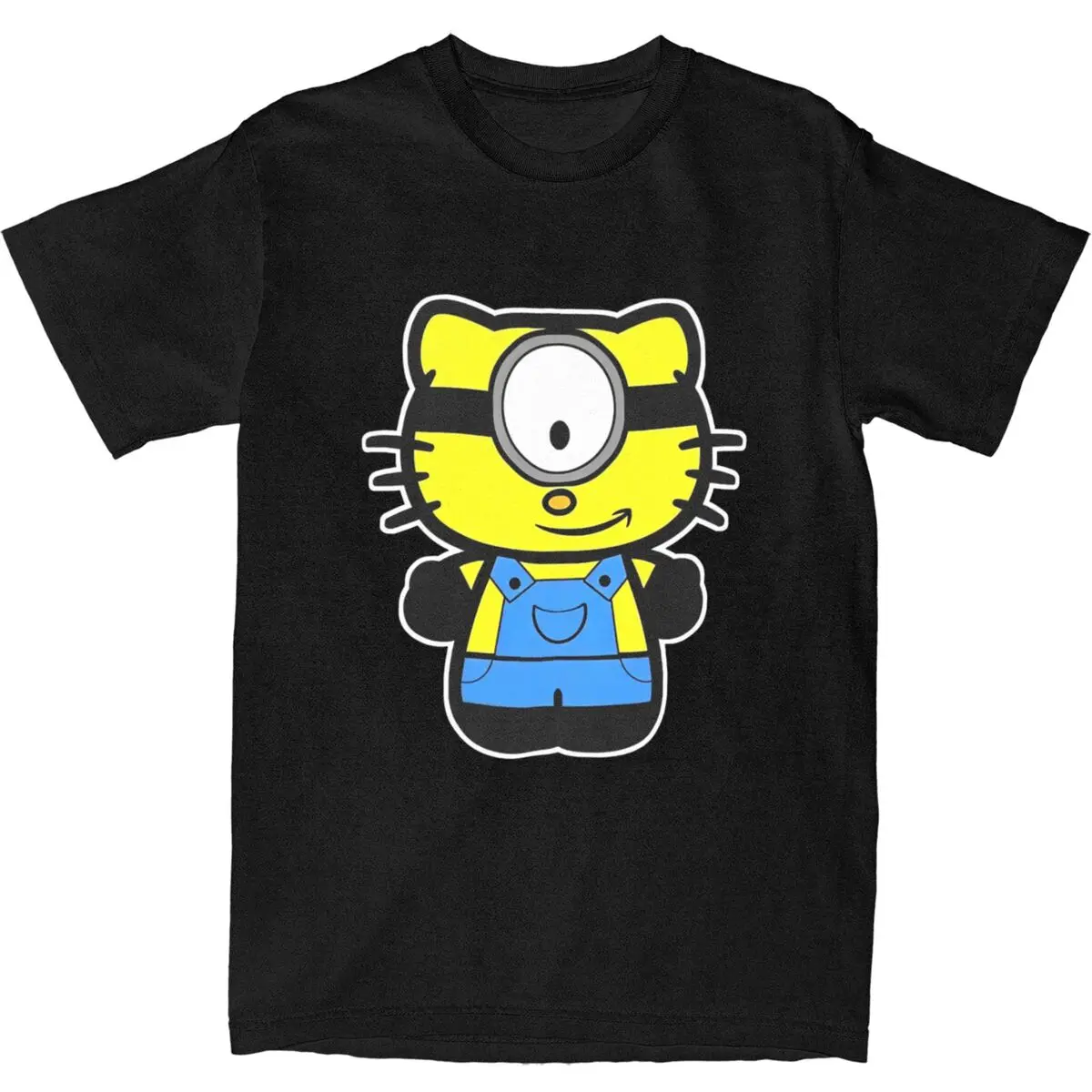 Funny Hello Kitty Minions T-Shirt Men Awesome 100 Cotton T Shirts Summer Crewneck Harajuku Tee Shirt Cheap Oversize Clothing