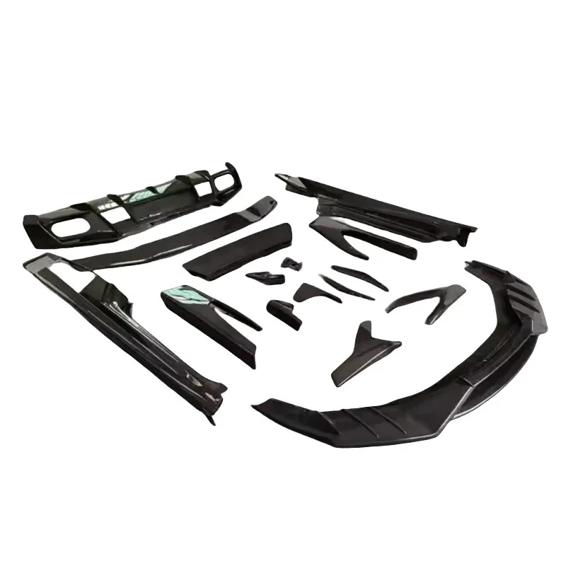 M Style لـ Huracan LP610 طقم هيكل من ألياف الكربون الشفة الأمامية الناشر الخلفي تنورة جانبية ترقية خلفية #3