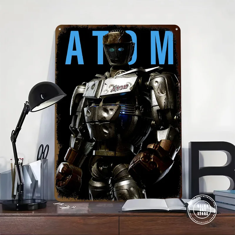 Atom Real Steel 3D Texture Printed Poster Custom Vintage Metal Tin Plate Sign for Wall Art Room Accessories Decoration Aesthetic
