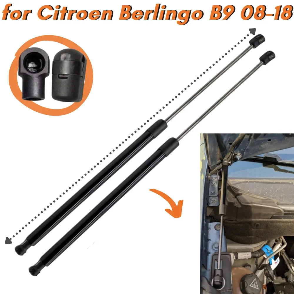 Qty(2) Hood Struts for Citroen Berlingo/Partner B9 2008-2018 Front Bonnet Gas Springs Shock Absorbers Lift Supports Strut Bars