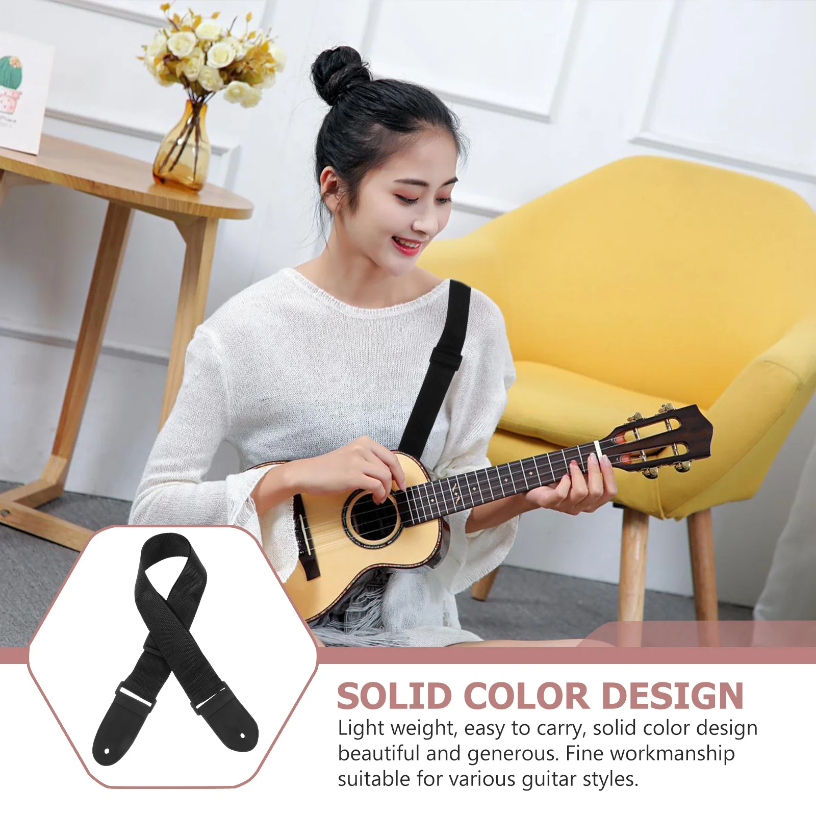 

4Pcs Guitar Shoulder Strap Adjustable Durable High-Density Buckle Comfortable Supple Black Design Guitar Shoulder Belt