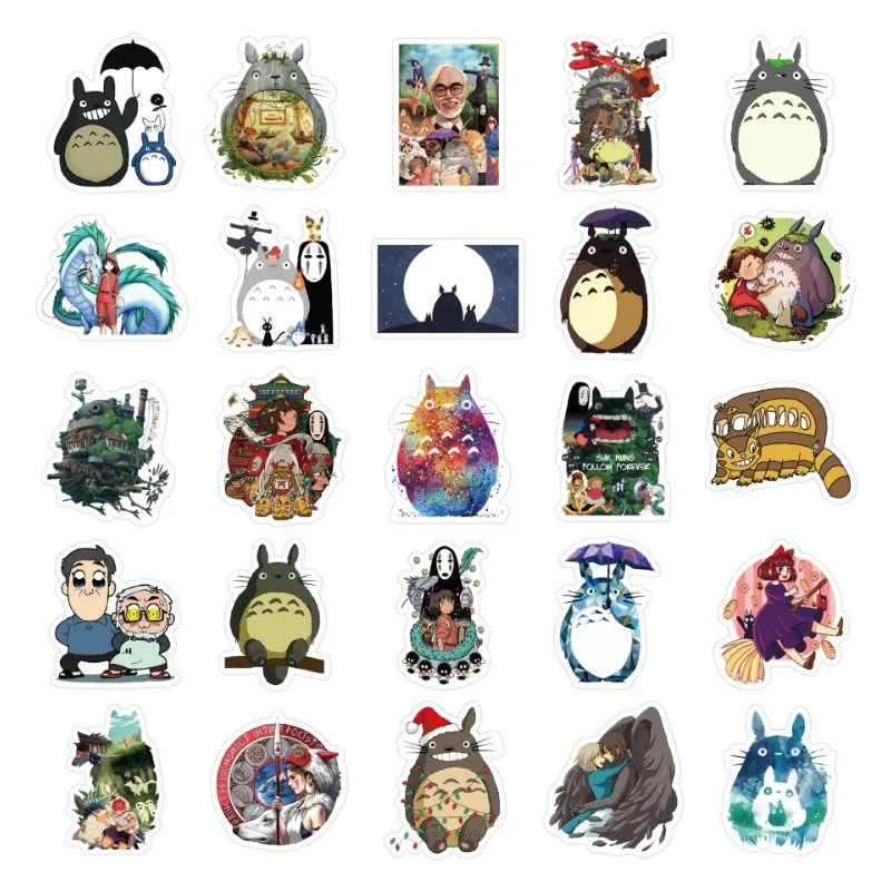 50 stks Spirited Away Totoro Animatie Sticker Bagage Water Cup Briefpapier Mobiele Telefoon Auto Scooter Laptop Decoratieve Sticker