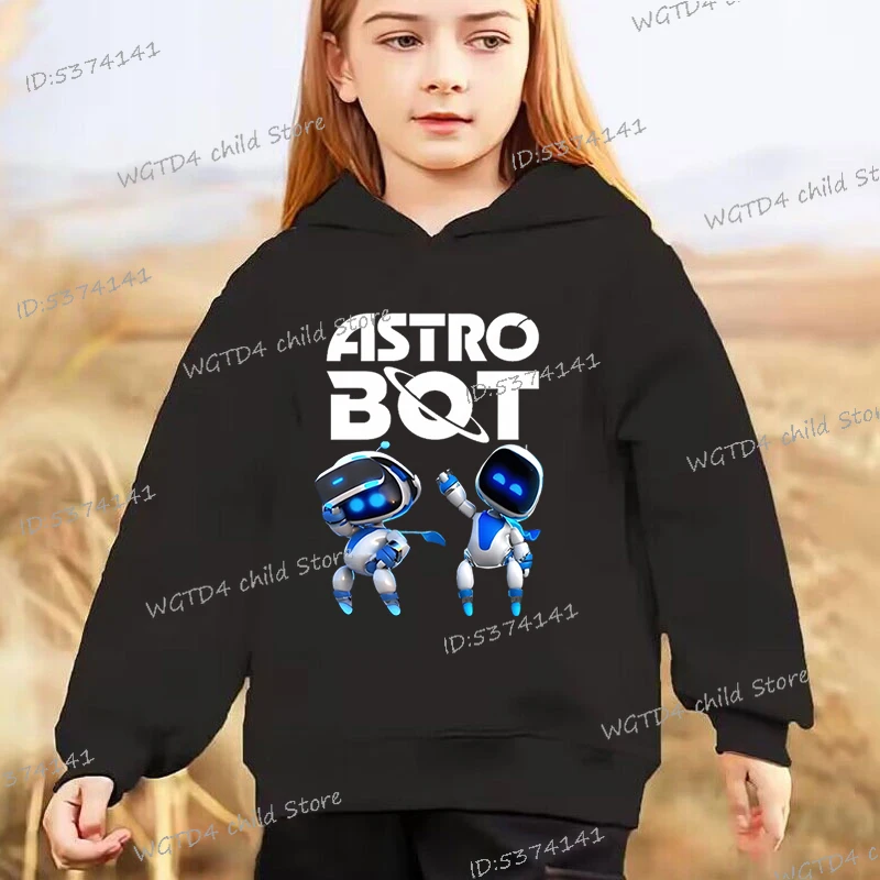 Y2K Style Children's Astro Bot Hoodie Casual Boys Girls Astros Playroom Game Robot Hoody Harajuku Fashion Long Sleeve Hooded