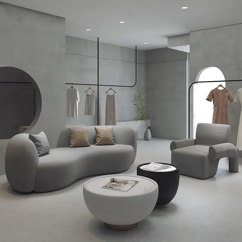 Curved special-shaped sofa, clothing store lounge area