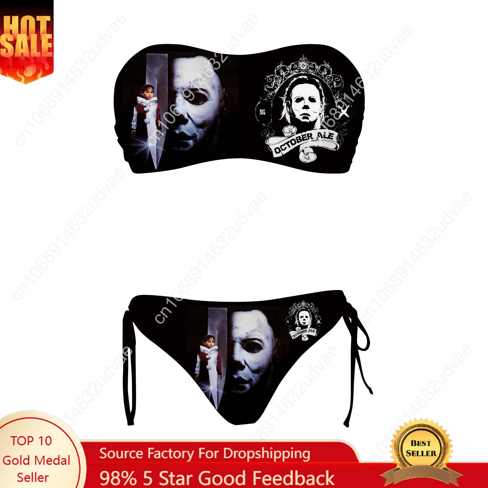 

M-Michael M-Myers Swimsuit Womens Drawstring Two Piece Set Bathing Suits Personalized Swimwear Bikini Customize Beachwear