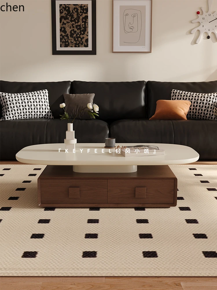 ZMLcoffee table living room home new modern minimalist walnut pattern creative rectangle