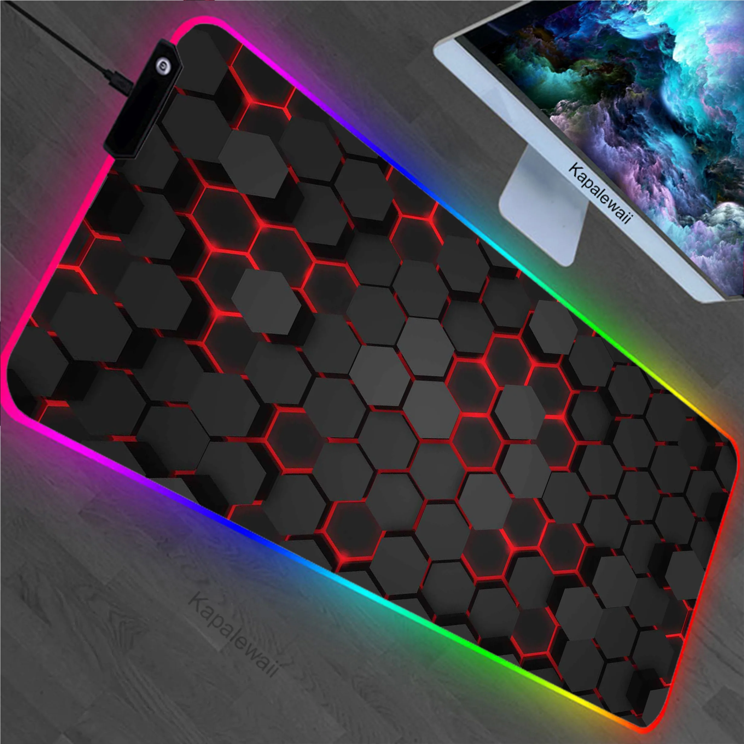 

Geometry RGB Pc Gamer Mouse Pad Gaming Mousepad XXL Locking Edge Large Rubber Desk Mat Notebook Keyboard Pads Speed Mouse Mat