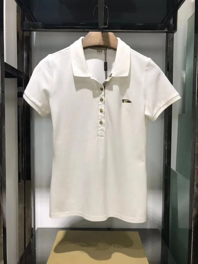 

British Style Pure Color Short Sleeve Neck T-Shirt Cotton Summer Versatile Casual Wear for Young Women And Ageless