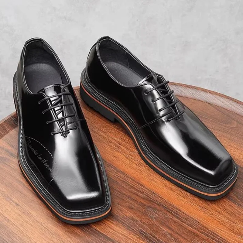 One-piece High Quality Color-edged Top-layer Cowhide Leather Shoes for Men Oxfords Dress Shoes Luxury New Business Formal Shoes