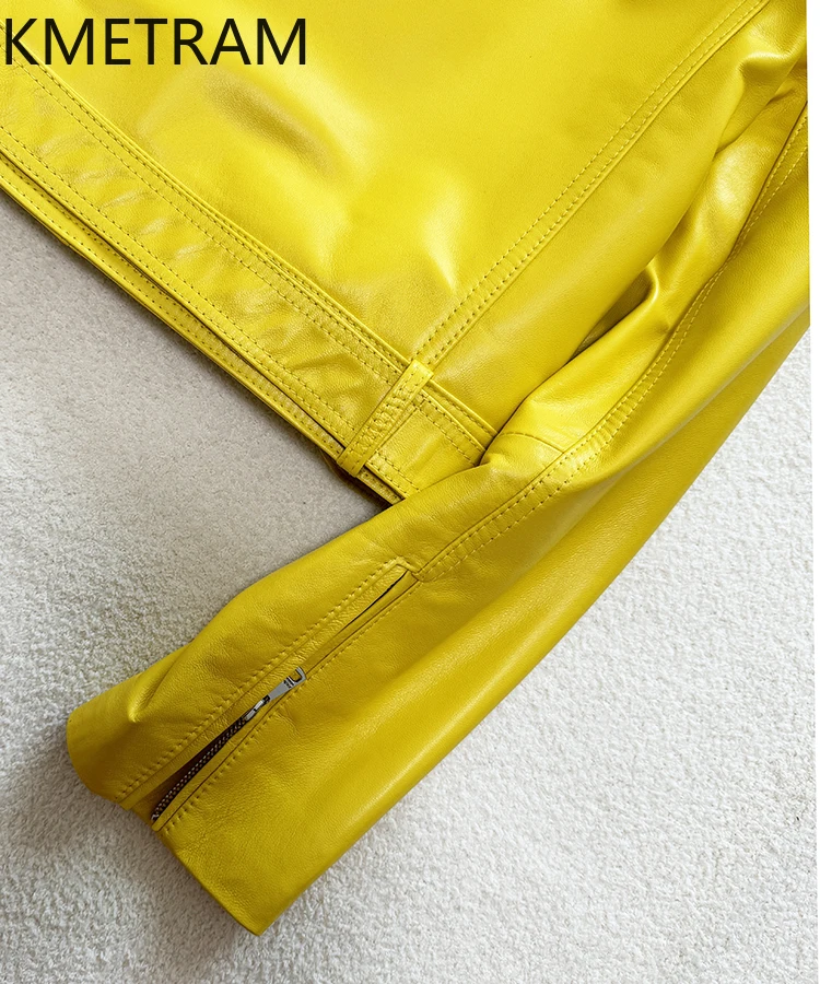 100% strato superiore giacca di pelle di pecora donna motociclista giacche corte in vera pelle novità in capispalla vestiti autunnali 2025 donna veste femme