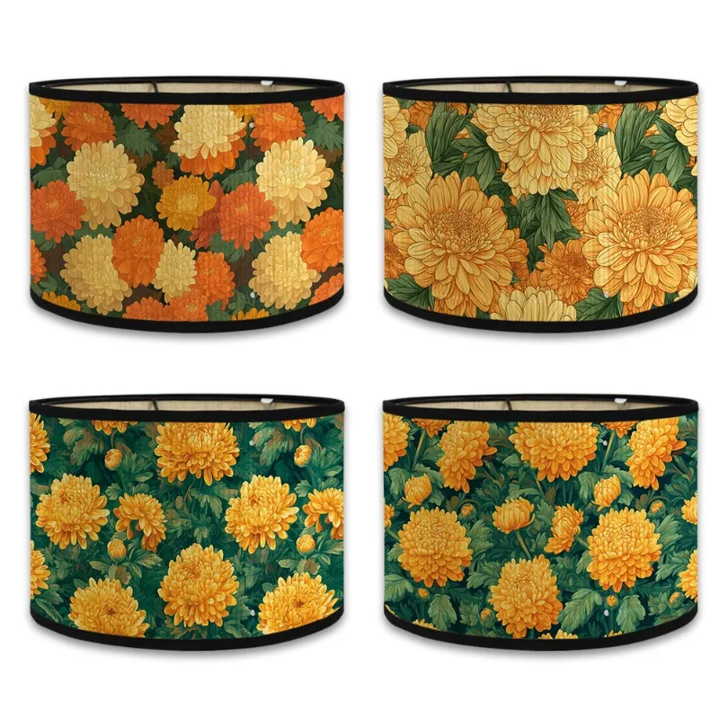 

Printing Retro Style Flower Lampshade Hotel Homestay Decor Bamboo Art Floor Lamp Cover Light Cover Living Room Wall Lamp Shade