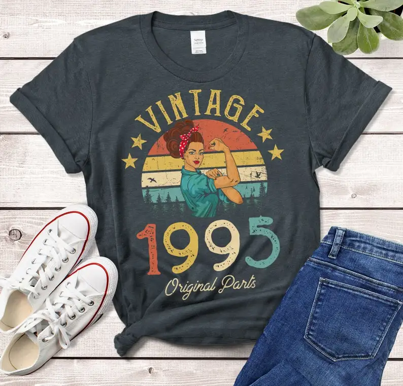 Vintage 1995 T-Shirt Made in 1995 27th birthday years old Gift for Girl Wife Mom 27th birthday idea Classic Tshirt 100% cotton