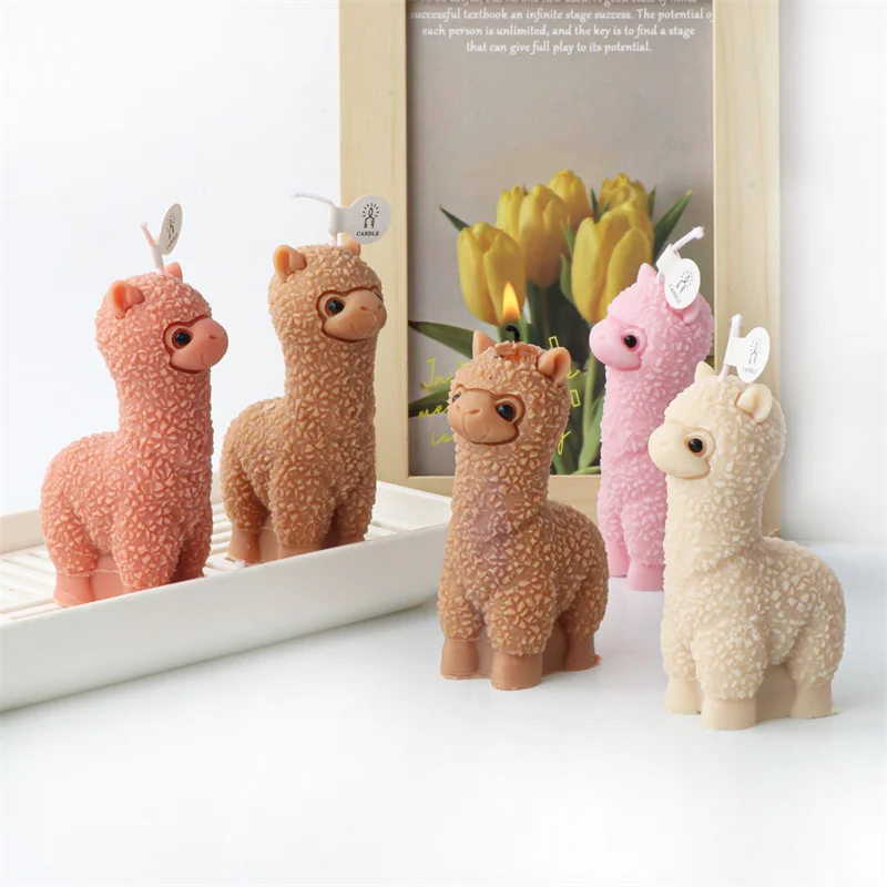 3D Alpaca Aromatherapy Candle Mold DIY Sheep Gypsum Making Animal Resin Decoration Silicone Mold Candle Making Craft