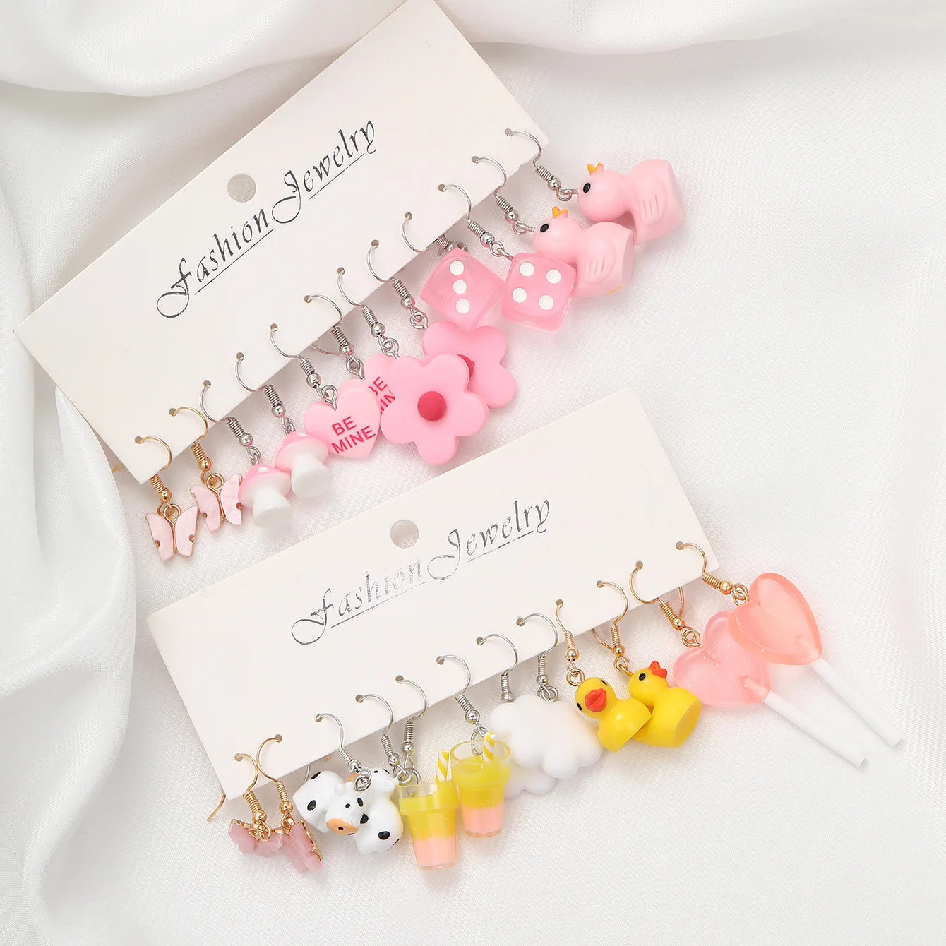 Fashion Sweet Fruit Drink Earrings Set for Women Cute Cartoon Food Ice Cream Donut Funny Resin Earrings Party Jewelry Gift New