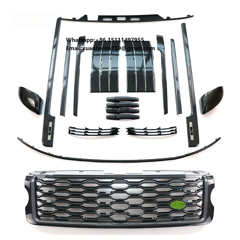 Suitable for 2013-2017 Land Rover Range Rover Executive Body Kit Carbon Fiber Grille Shark Jaw Decorative Strip Axle Extension