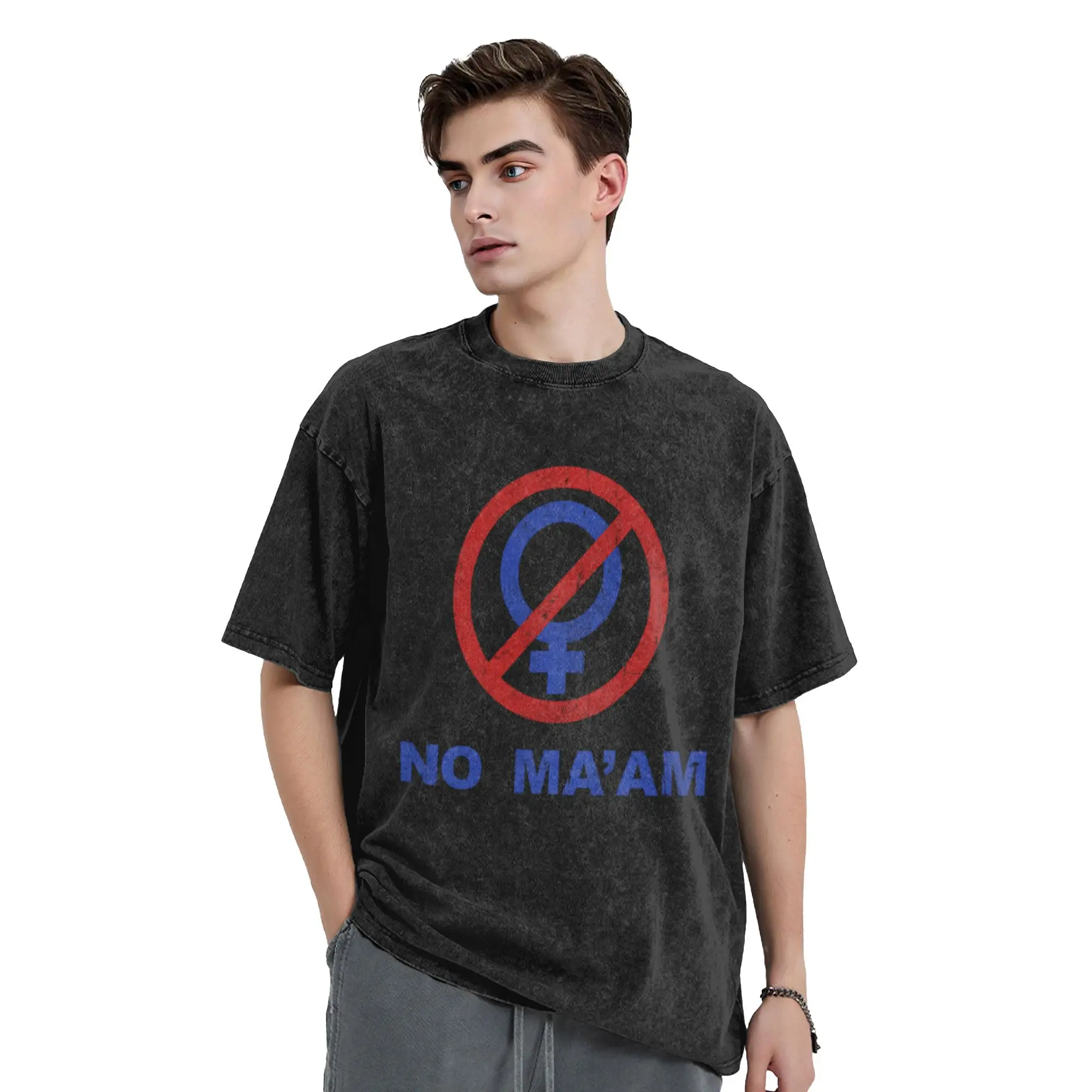 No Ma am Classic Stylish A T-Shirt Oversized Short Sleeve Men's Women's Cotton Tees Tops