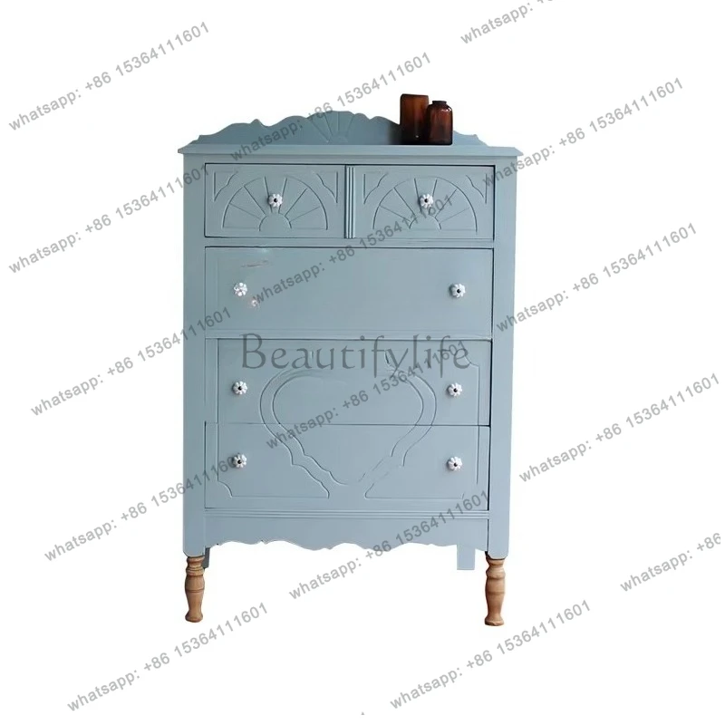 

French retro style American country fashion simple light luxury bedroom drawer locker