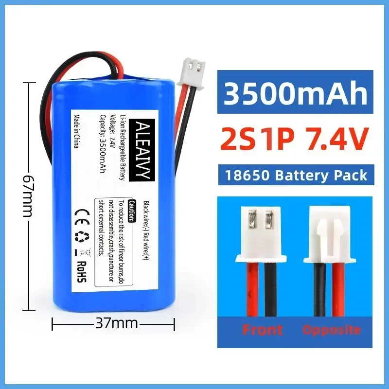 7.4V 3500mAh 18650 Li-ion Battery Pack with XH2.54 Plug for Radio Solar Headlights Sound Box LED Lights Rechargeable