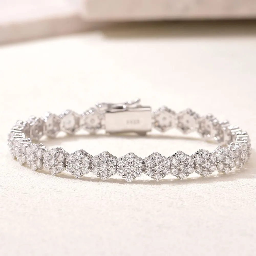 KNOBSPIN Tutti 2mm Moissanite Bracciale Tennis Pieno di Diamanti GRA 925 Placcato Argento 18k Braccialetti Gioielli Festa di Nozze per Donna Uomo