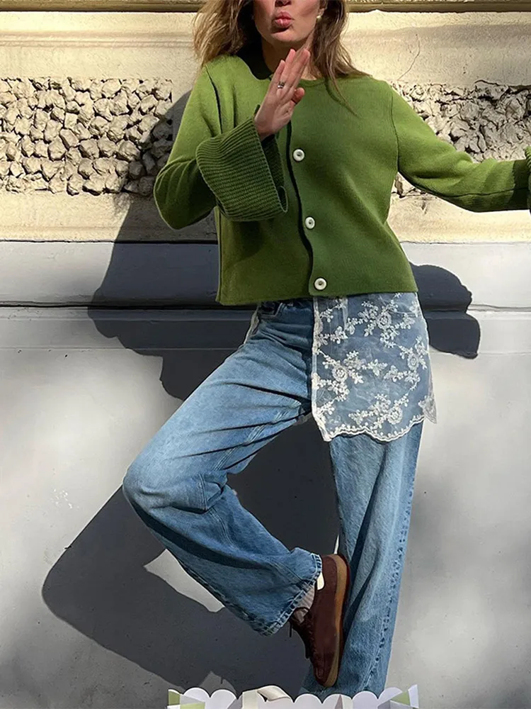 محبوك جولة الرقبة واحدة الصدر البني المرأة سترة طويلة متوهج كم سترة غير رسمية جديدة السيدات معطف التنقل اليومي #4