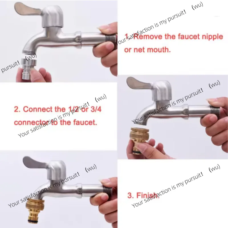 Brass Garden Hose Tap Adapter 3/4" & 1/2" Threaded Faucet Quick Connector Water Pipe Fitting for Irrigation, Car Wash, Home Use 4
