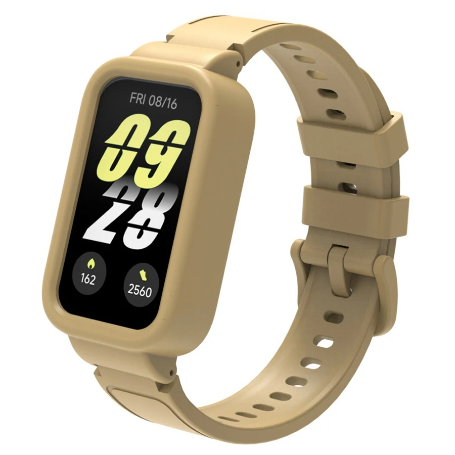 Zachte siliconen horlogeband voor Redmi Band 3, voor Xiaomi Band 9 Active band, voor Amazfit Band 7 horlogebanden armband met PC hoesje