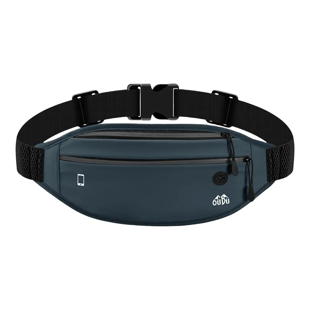 

Waterproof Men Waist Pack Large Capacity with Headphone Jack Hiking Running Bag PU Phone Pouch Camping Belt Bag Climbing Camping