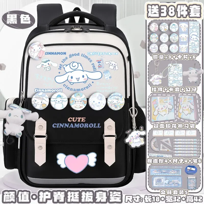 Sanrio-mochila escolar para estudiantes, bolsa de gran capacidad, informal, ligera, bonita, con dibujos animados, Cinnamoroll Babycinnamoroll