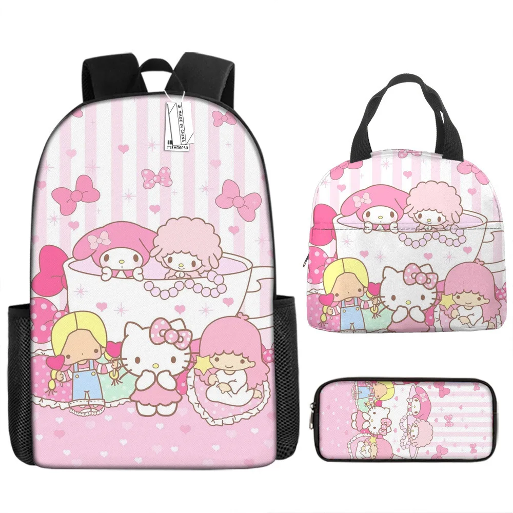 Student Hello Kitty Lunch Bag Insulated Primary and Middle School Students Lunch Bag Cartoon Cute KT Children\'s Backpack Mochila