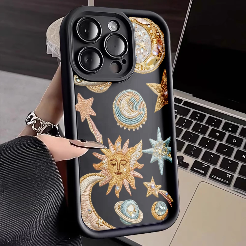 Luxus-Silikonhülle mit Sternen- und Mondmotiv für iPhone 16 13 11 17 Pro Max Hüllen iPhone 12 13 ProMax 14 15 Plus 7 8 XS XR Stoßfeste Schutzhülle – Detail 19