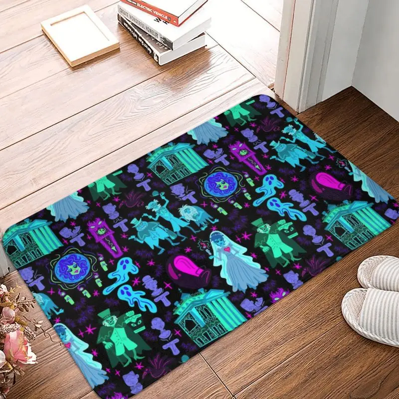 

Custom Happy Haunts Haunted Mansion Doormat Mat Anti-Slip Halloween Ghost Monster Kitchen Bathroom Toilet Rug Carpet 40*60cm