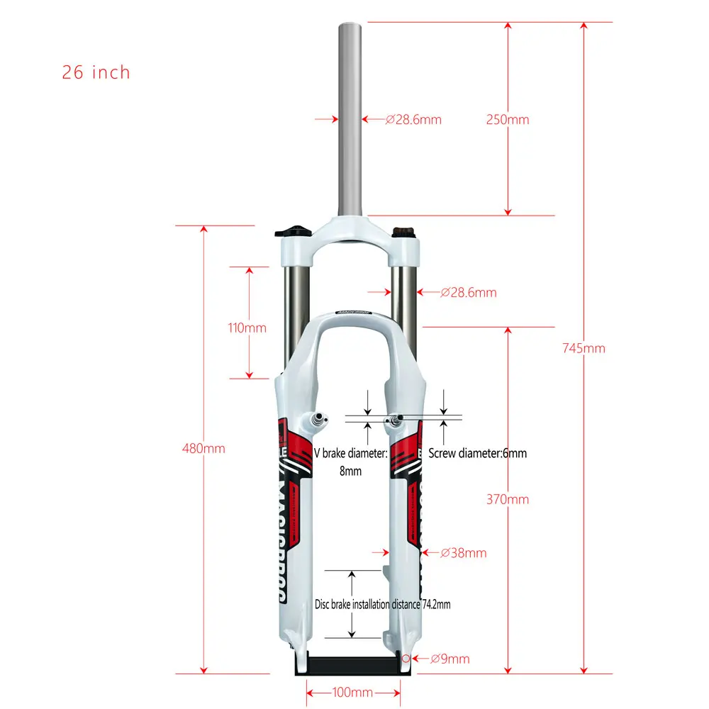 MAGICBROS V-Bremsgabeln, 26 Mechaniker-Aufhängung, V-Bremsscheibenbremse, doppelter Verwendungszweck, Aluminiumlegierung, 66 cm, MTB, Mountainbike, Fahrradgabel – Detail 3