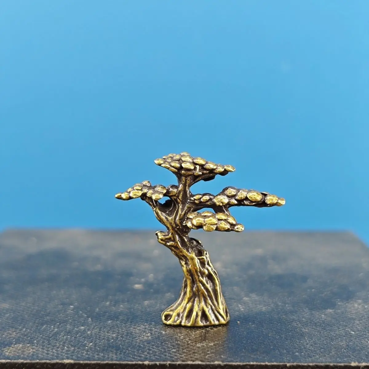 Premium Creative Miniature Brass Decorative Items: Pine Tree, Pavilion, Odd-shaped Stone Bonsai and Artificial Hill Landscape
