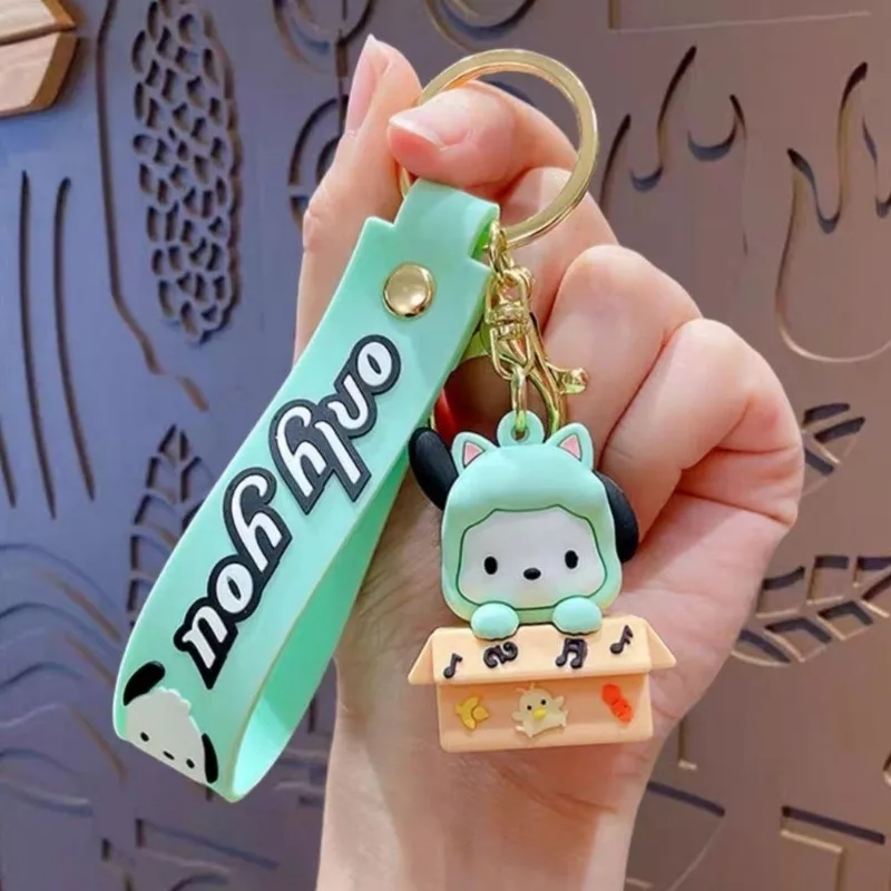 Cute Creative Cartoon Car Keychain para homens e mulheres, pingente, Pompompurin, Pochacco, Hello Kitty, Periféricos Animação, Novo