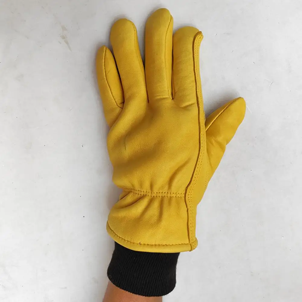 Welder Gloves Winter Waterproof Faux Leather Work Gloves Thermal Insulated Men’s Gloves with Fleece Lining Elastic Cuffs Warm