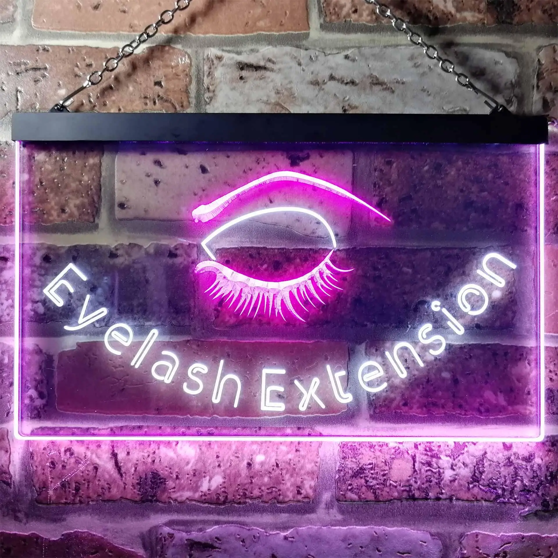Eyelash Extension. Pretty Eye Long Slashes Dual Color Led Neon Sign st6-i0958